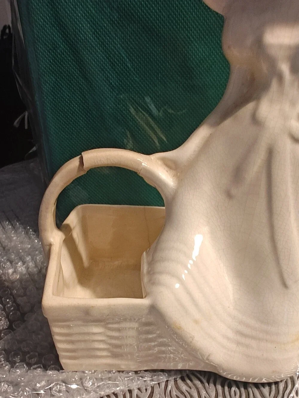 Cream Ceramic Lady Figurine Pottery Planter